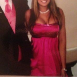 Formal Cocktail Dress Empire Waist Fuschia Pink